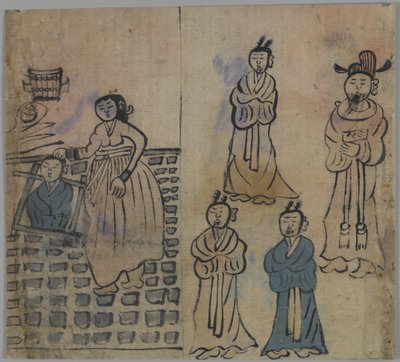 Scena di genere, 1 di 4, XIX secolo da Korean School